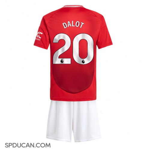 Dječji Nogometni Dres Manchester United Diogo Dalot #20 Domaci 2024-25 Kratak Rukav (+ Kratke hlače)